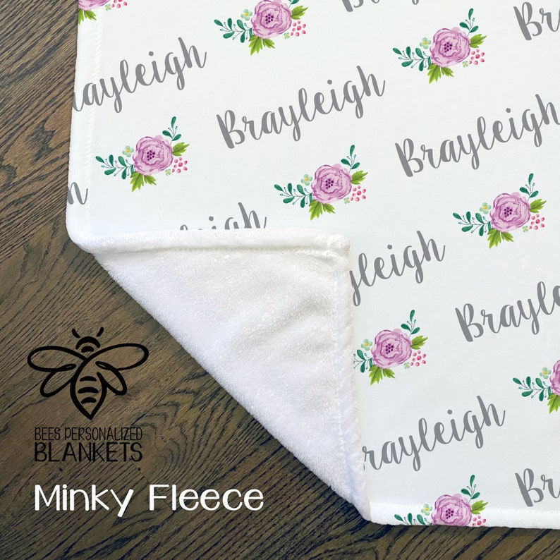 Personalized Baby Blanket Floral Print Swaddle Name Blanket Etsy