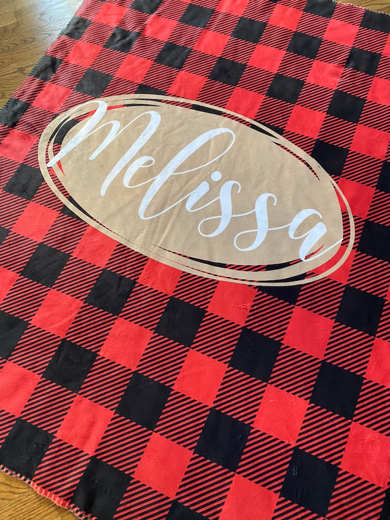 SALE Personalized Buffalo Plaid Blanket Red and Black Buffalo Etsy