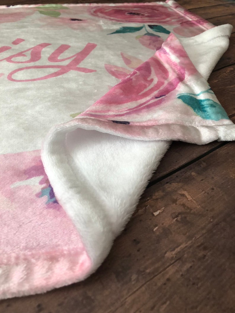 Personalized Baby Blanket Floral Print Swaddle Name Blanket Etsy