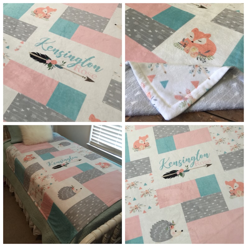 Personalized Baby Blanket Quilt Print Personalize Swaddle Etsy