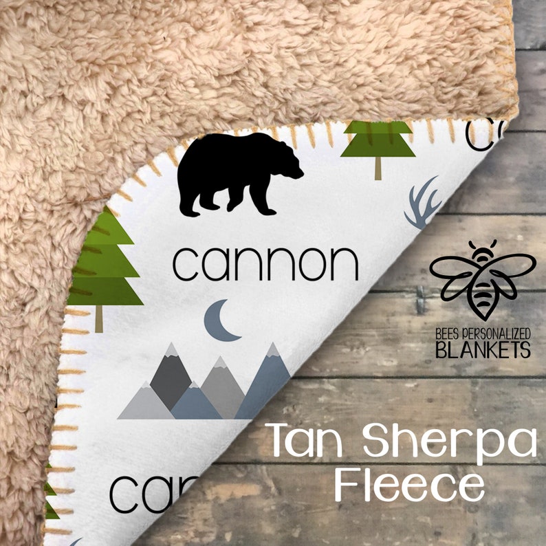 Personalized Baby Blanket Mountains Deer Adventure Theme Personalized Swaddle Arrow Little Bear Trees Baby Name Blanket
