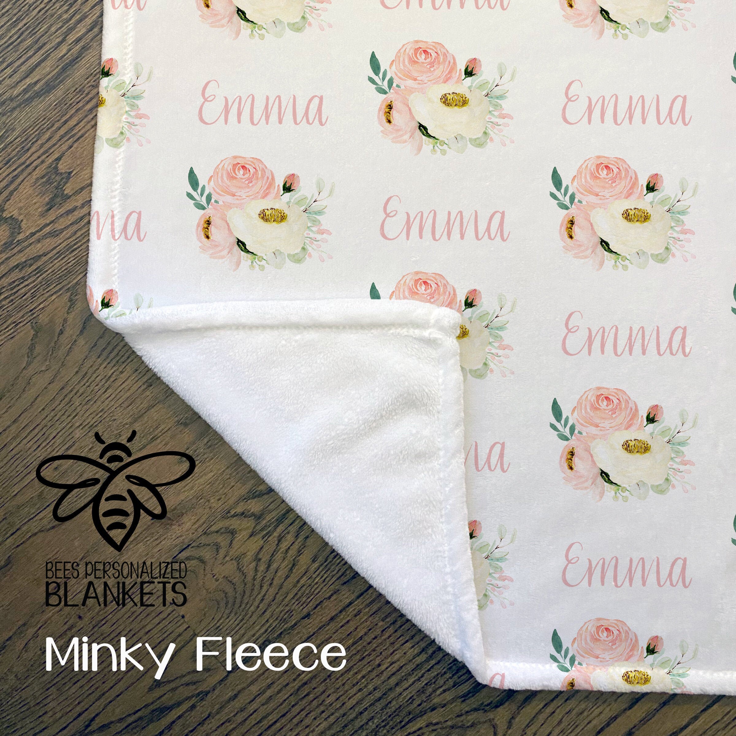 Personalized Baby Blanket Floral Print Swaddle Name Blanket Etsy