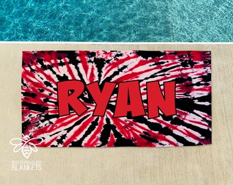 SALE Personalized Tie Dye Beach Towel, Tie Dye Towel, Monogram Towel, Tie Dye Monogram Towel, Sublimated Tie Dye Towel #TD19