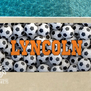 Personalized Soccer Beach Towel, Soccer Towel, Monogram Towel, Camp Towel,  Swim Towel, Pool Towel, Birthday, Back to School, Nap Mat