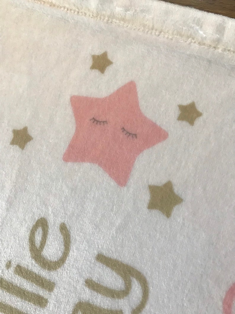 SALE Personalized Baby Blanket, Moon and Stars Baby Name Swaddle, Moon and Back, Dream Cloud, Little Star Nursery, Baby Shower Gift FMS19 image 5