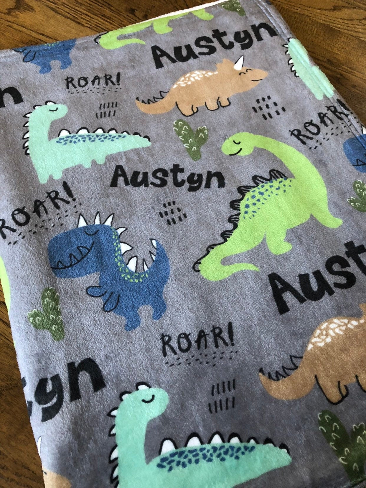 personalized dinosaur baby blanket