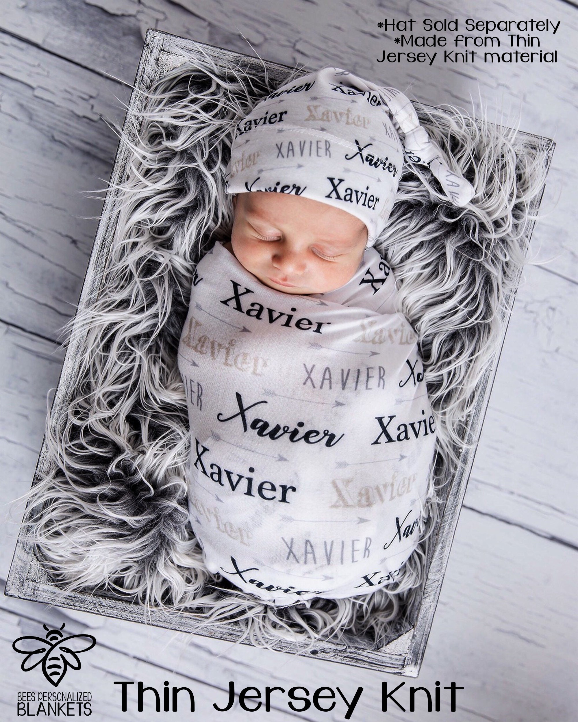 personalized baby boy swaddle and hat