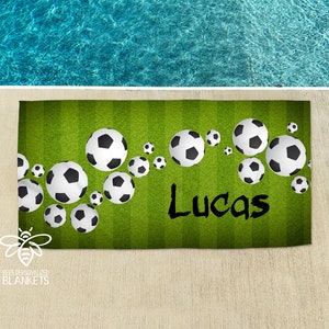 Personalized Soccer Beach Towel, Soccer Towel, Monogram Towel, Camp Towel,  Swim Towel, Pool Towel, Birthday, Back to School, Nap Mat