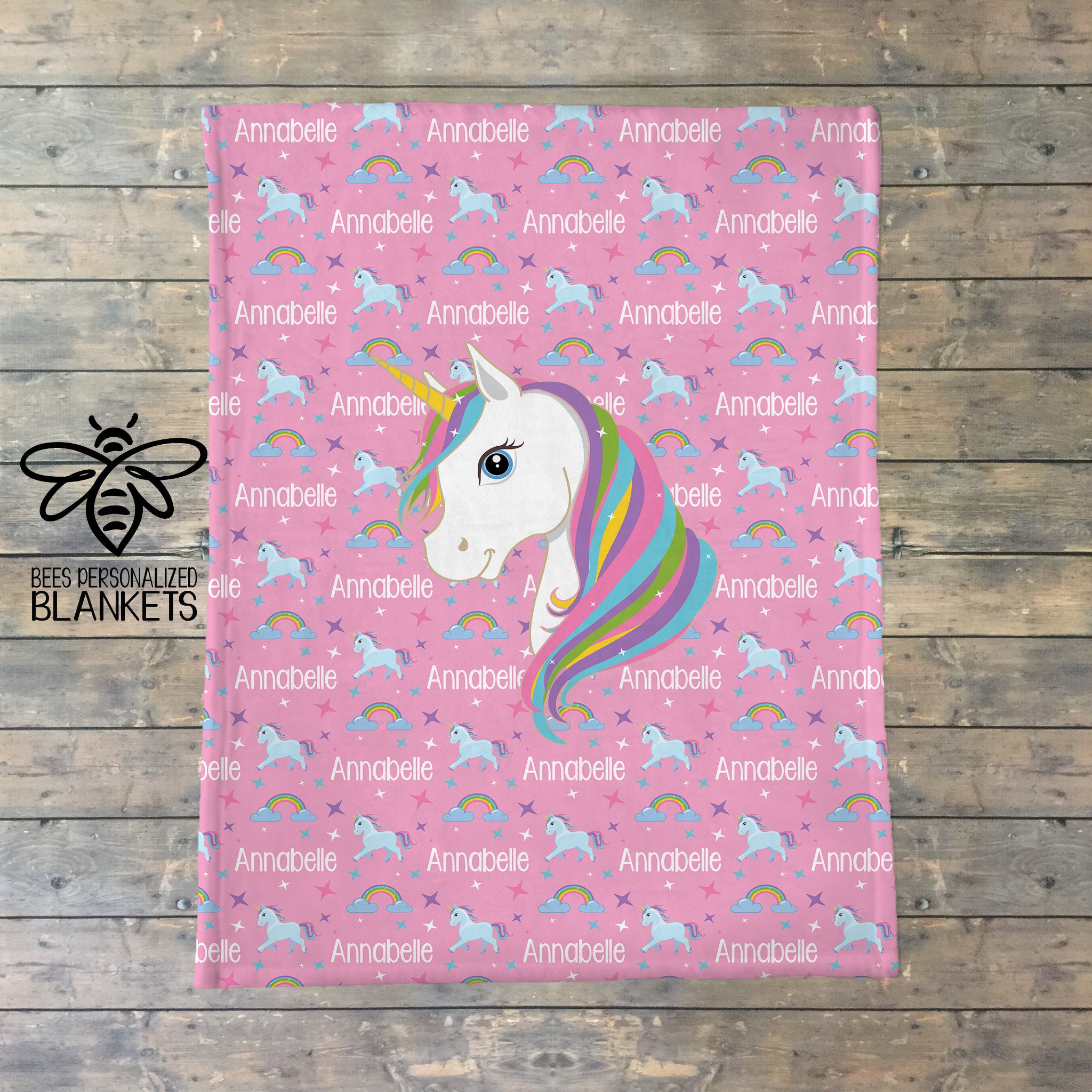 unicorn blanket with name