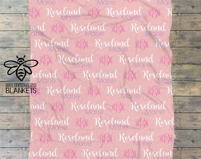 Personalized Blanket, Large Print Name Blanket, Personalize Baby Blanket, Toddler, Kids, Teens, Adult, BEST GIFT!