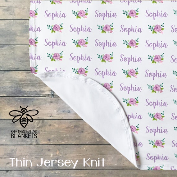 Personalized Baby Blanket With Name – Rose Gold Purple Fleece Throw For Newborns, Custom Gift 30x40 Inch