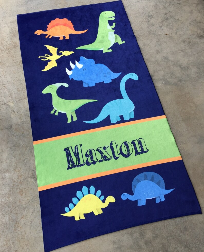 Personalized Dinosaur Beach Towel Dino Dinosaurs Monogram Etsy