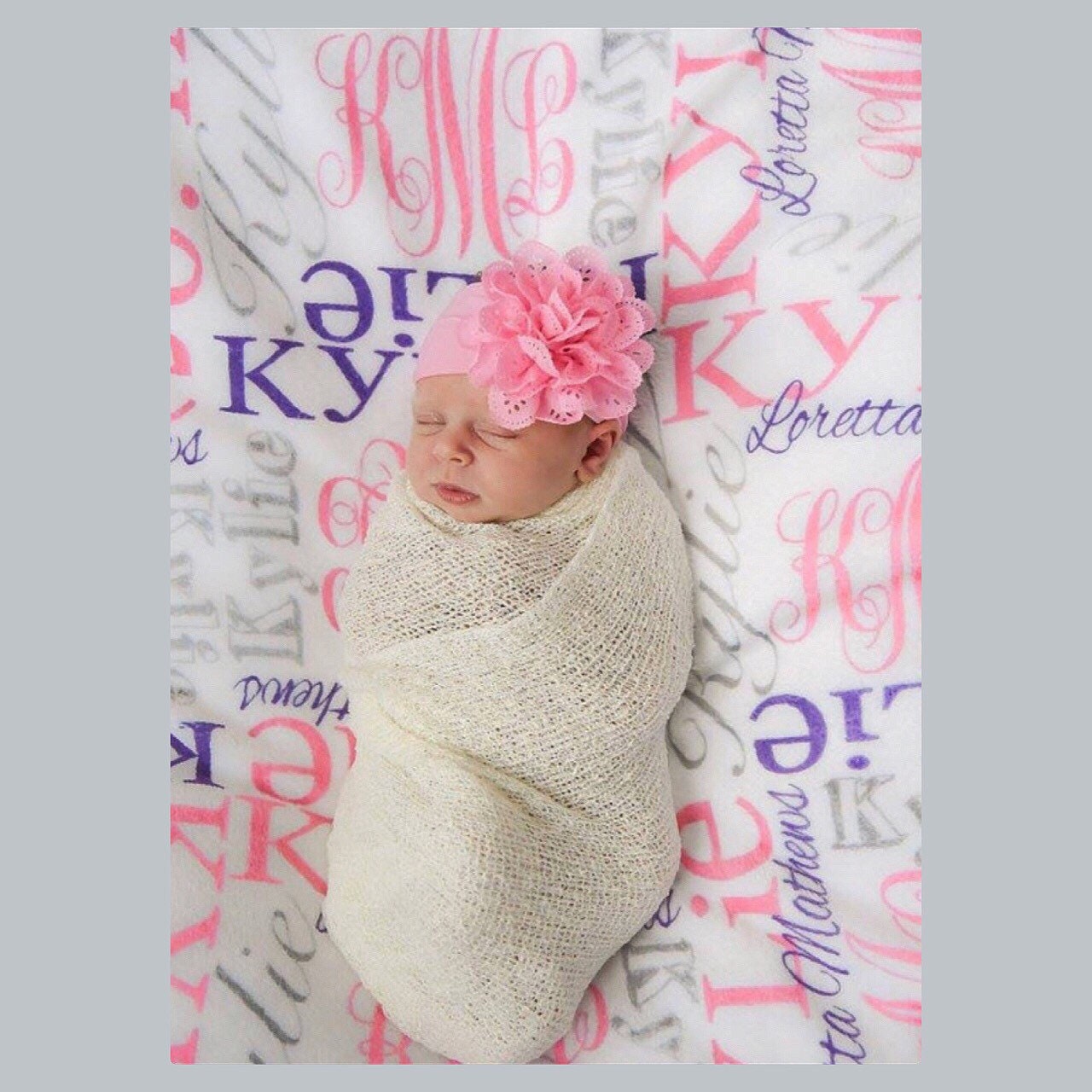 Personalized Baby Blanket, Vine Monogram, Personalize Swaddle, Name B…