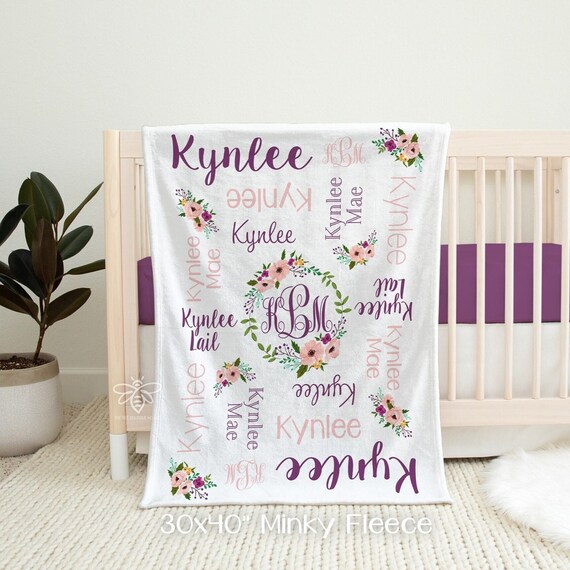 Personalized Baby Blanket With Name - Dreamcatcher Hummingbird Floral Fleece Blanket 30x40"