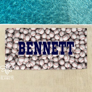 Personalized Baseball Beach Towel, Monogram Towel, Camp Towel,  Swim Towel, Pool Towel, Birthday, Back to School, Nap Mat, softball.