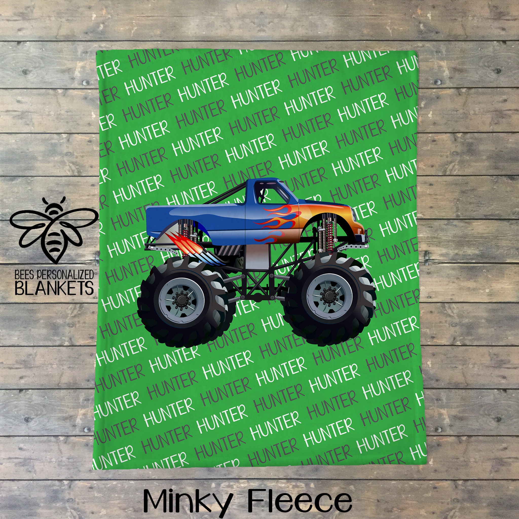 Personalized Blanket Monster Truck Name Blanket Personalized Etsy