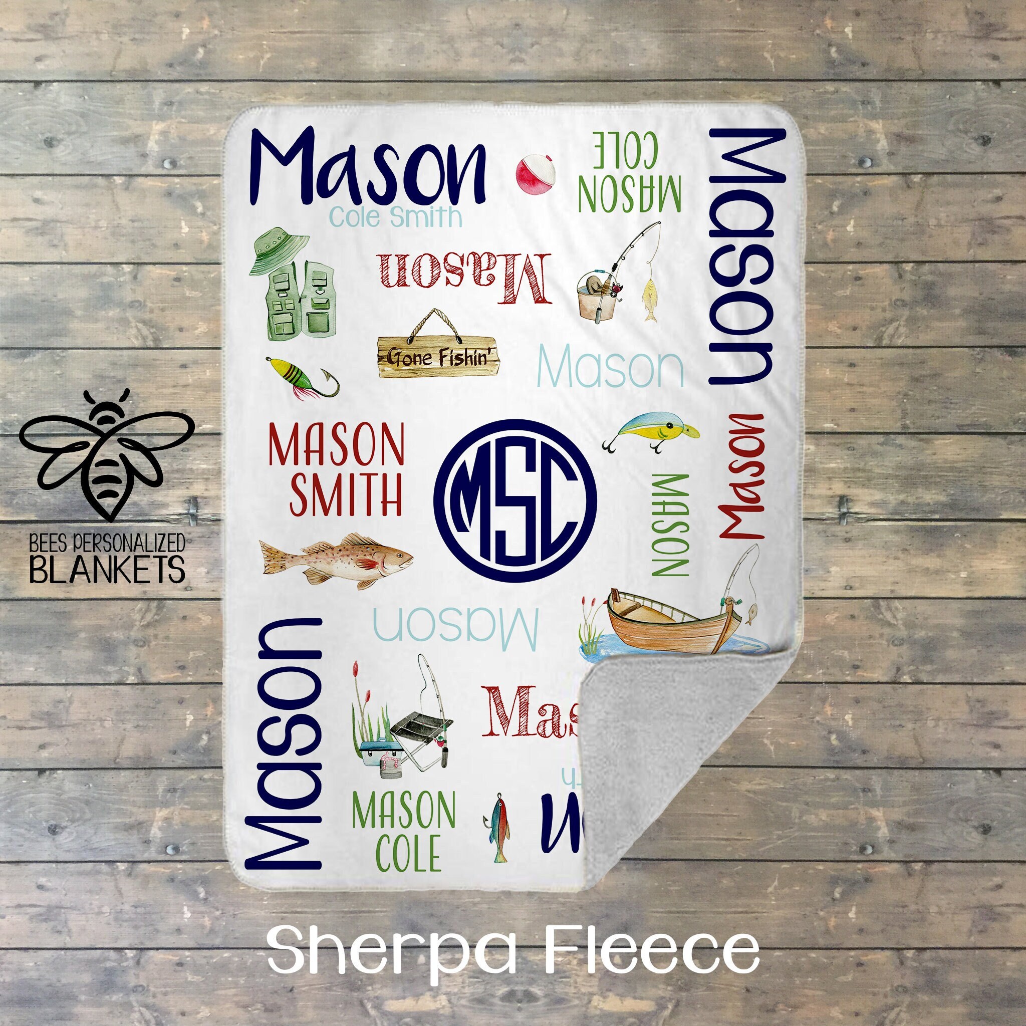 Personalized Fishing Baby Blanket Gone Fishin' Baby Etsy