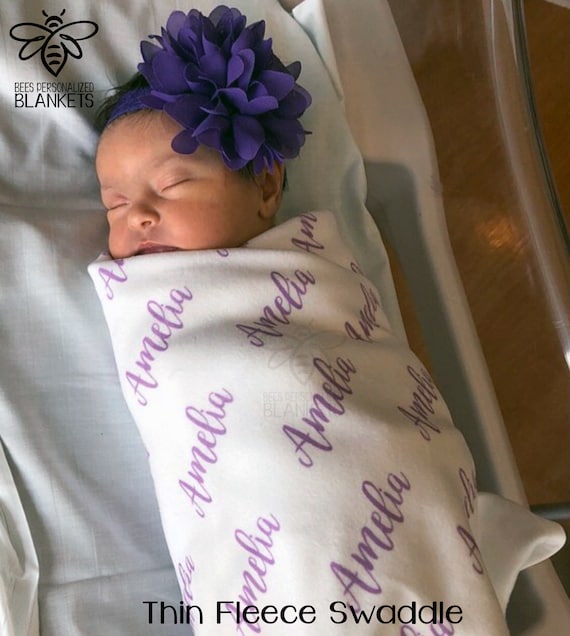SALE Personalized Baby Blanket Small Print Baby Name Swaddle Newborn Baby Girl Baby Boy Hospital Receiving Blanket SNF02 Etsy UK