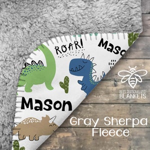 SALE Personalized Baby Blanket, Dino T-Rex Roar Name Blanket, Dinosaur Blanket, Dino Blanket, Dino Party Gift, Dinosaur Theme, D919 image 6