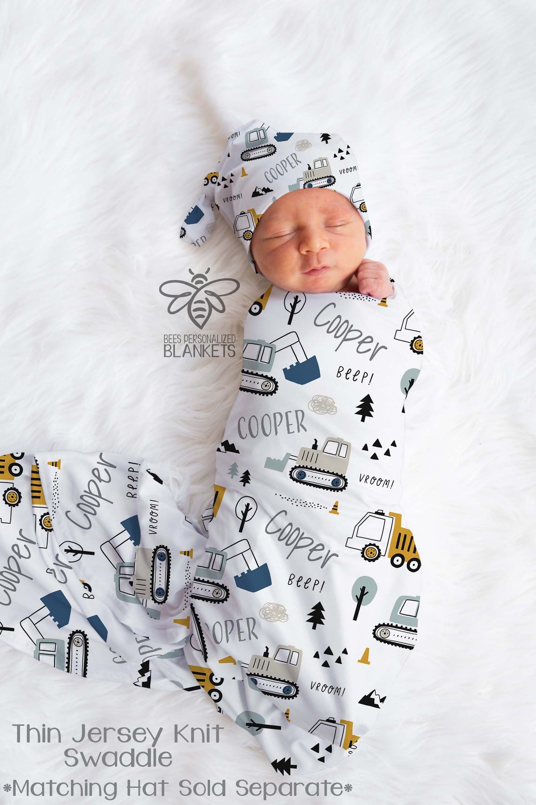 Personalized Baby Little Trucks Blanket Dump Truck Tractor Etsy