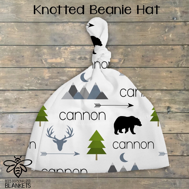 Personalized Baby Blanket Mountains Deer Adventure Theme Personalized Swaddle Arrow Little Bear Trees Baby Name Blanket