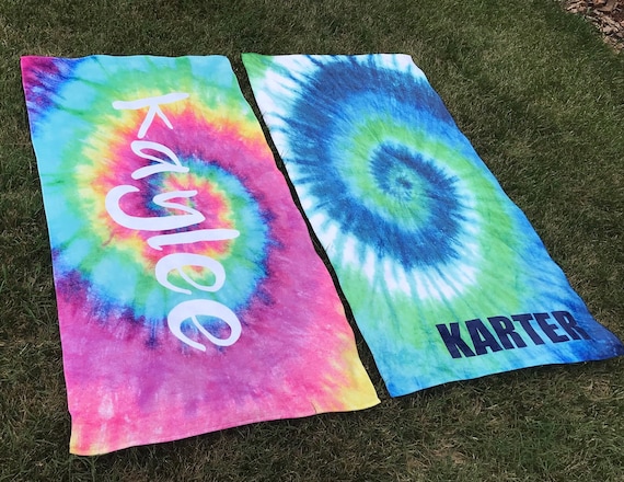 Personalized Beach Towel - Tie-Dye Fun