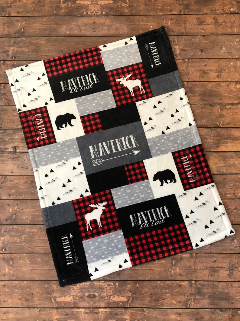 SALE Personalized Baby Blanket Quilt Print Buffalo Plaid Etsy