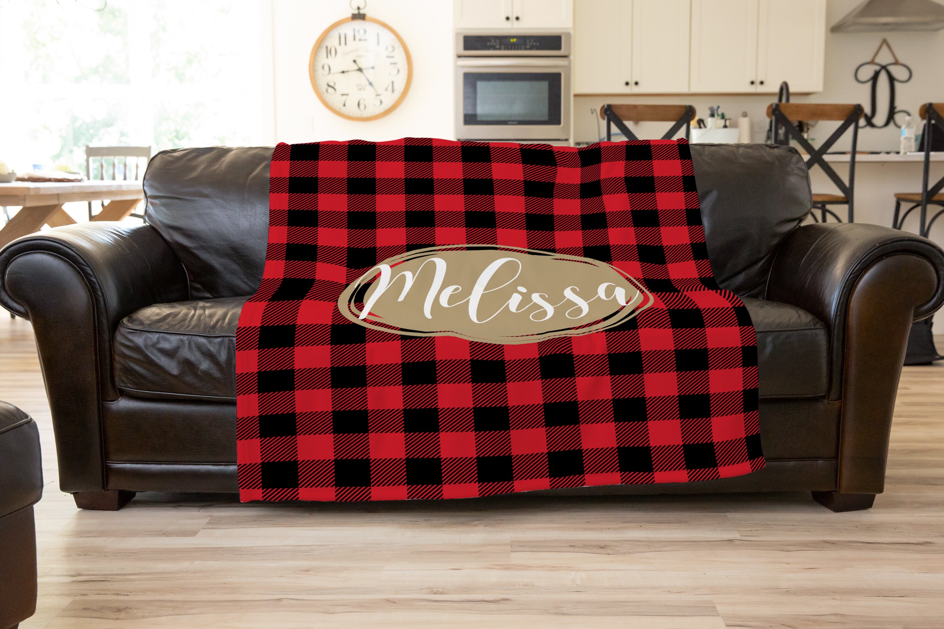 Personalized Buffalo Plaid Blanket Red and Black Buffalo Etsy