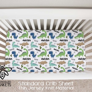 SALE Personalized Baby Blanket, Dino T-Rex Roar Name Blanket, Dinosaur Blanket, Dino Blanket, Dino Party Gift, Dinosaur Theme, D919 Std CRIB Sheet