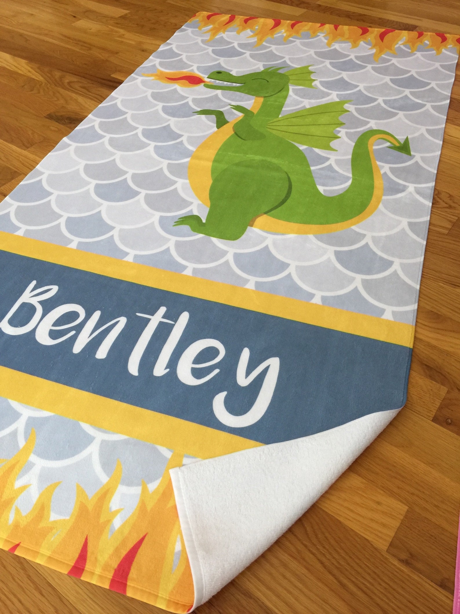 Personalized Dragon Beach Towel Dragon Monogram Towel Camp Etsy