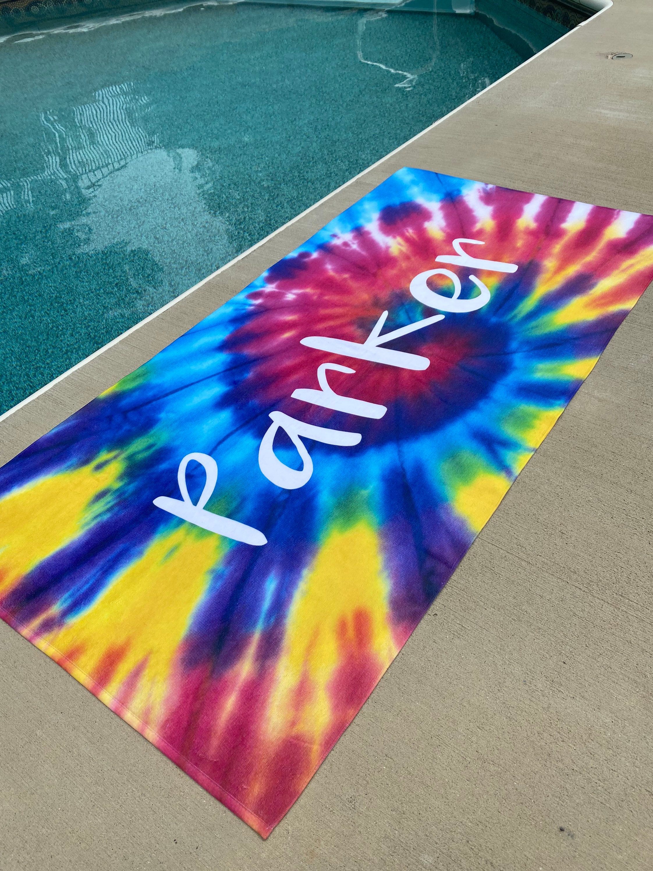 SALE Personalized Tie Dye Beach Towel Tie Dye Towel Monogram | Etsy