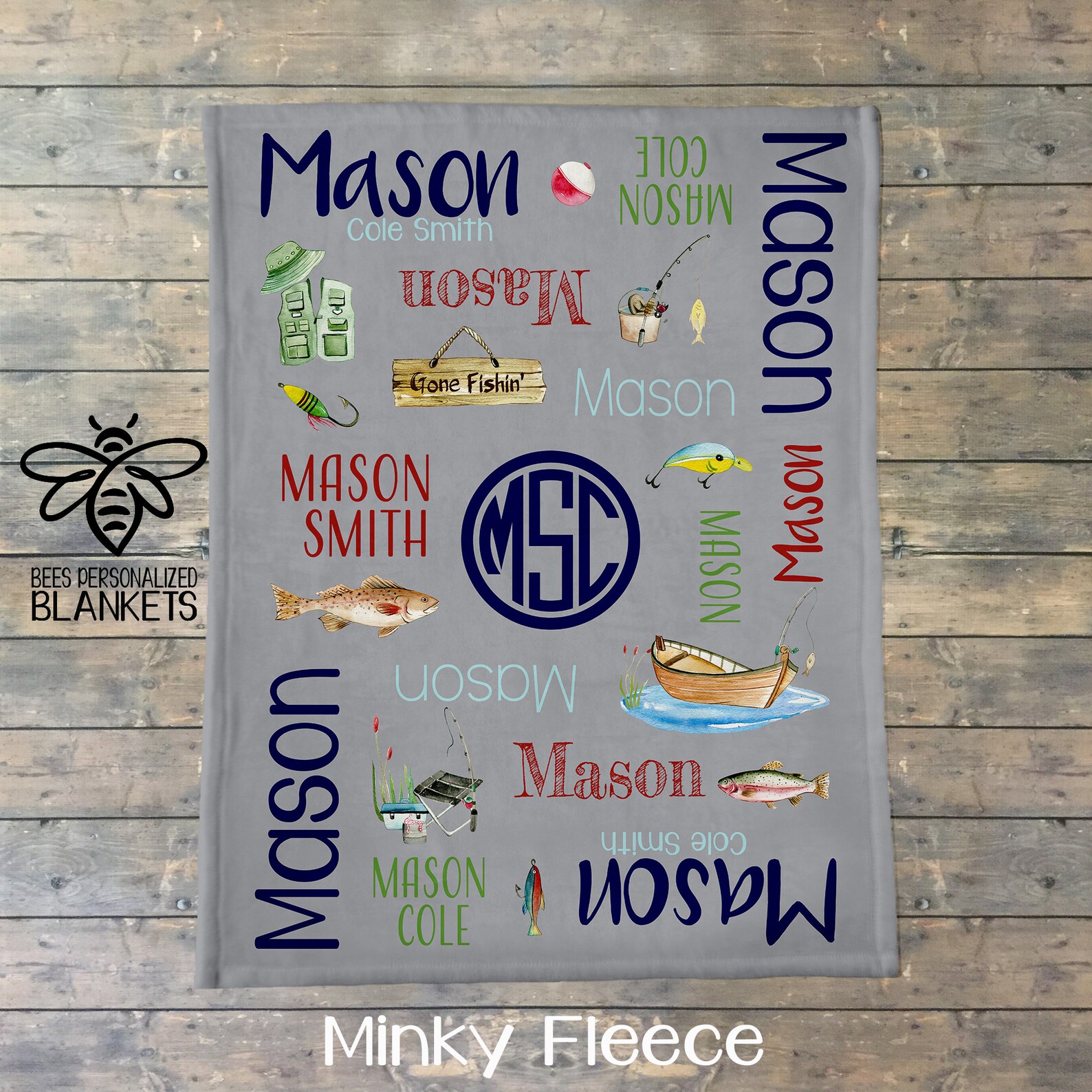 Personalized Fishing Baby Blanket Gone Fishin' Baby Etsy