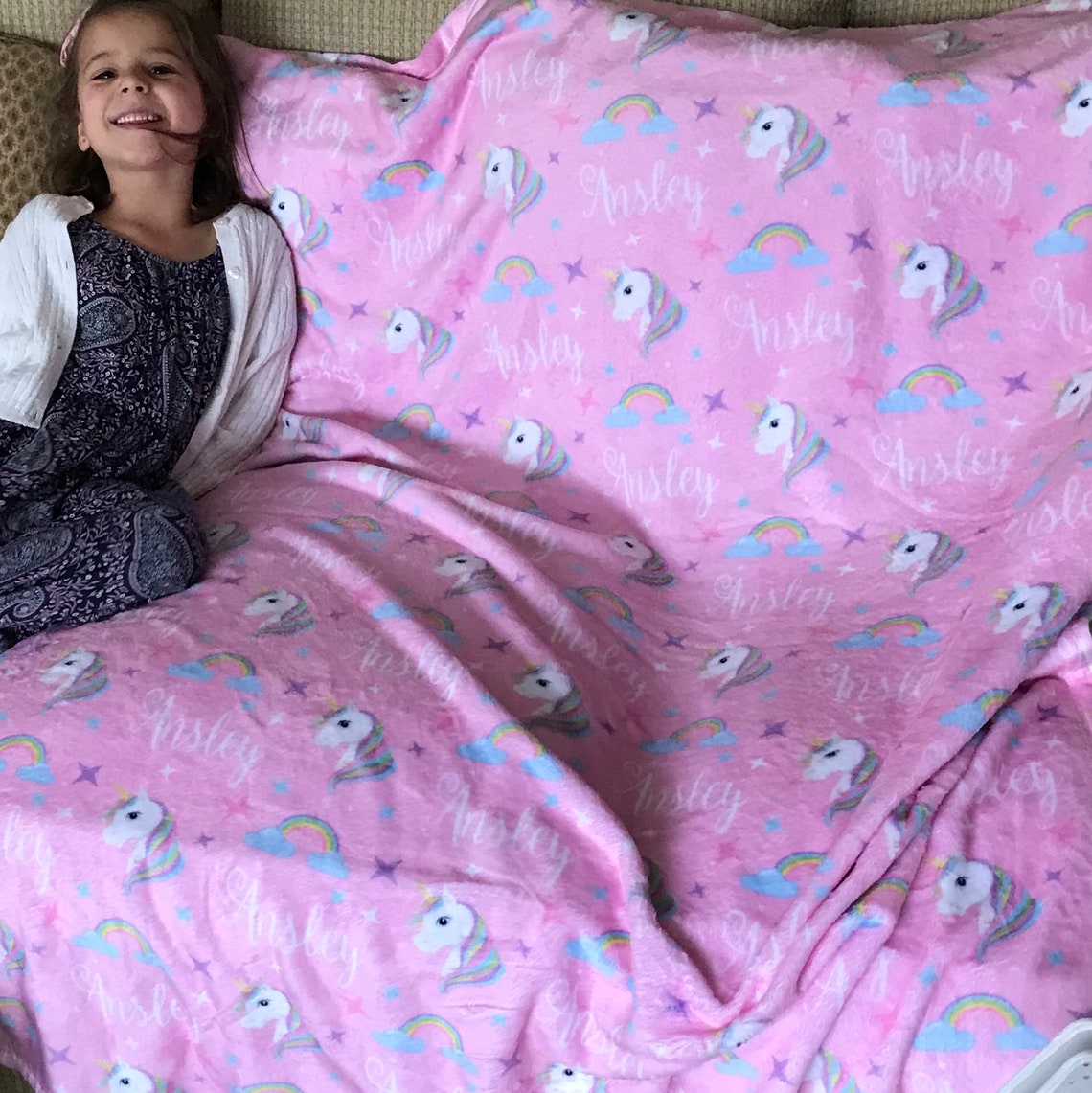 Personalized Baby Blanket Unicorn Blanket Unicorn Theme Etsy