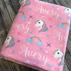 Personalized Baby Blanket, Unicorn Blanket, Unicorn Theme, Unicorn Birthday Gift, Unicorn Bedding, Newborn, Baby Girl, Baby Boy #SNU1