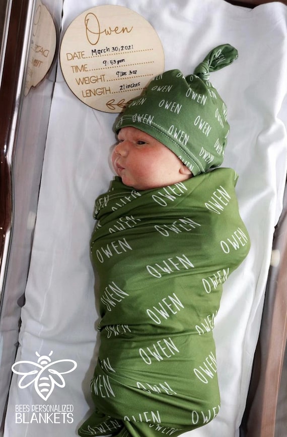 Personalized Swaddle Baby Name Blanket Hospital Photo Name