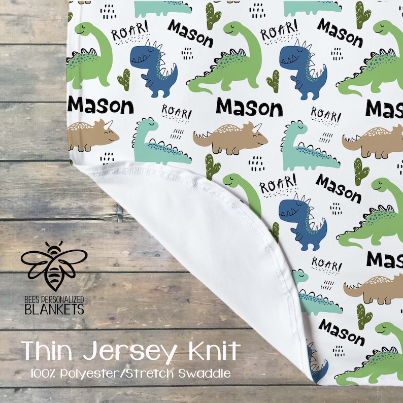 SALE Personalized Baby Blanket, Dino T-Rex Roar Name Blanket, Dinosaur Blanket, Dino Blanket, Dino Party Gift, Dinosaur Theme, D919 image 4