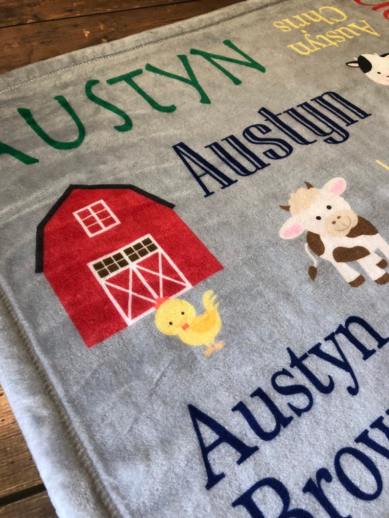 Personalized Baby Blanket Farm Friends Barnyard Tractor Etsy Ireland