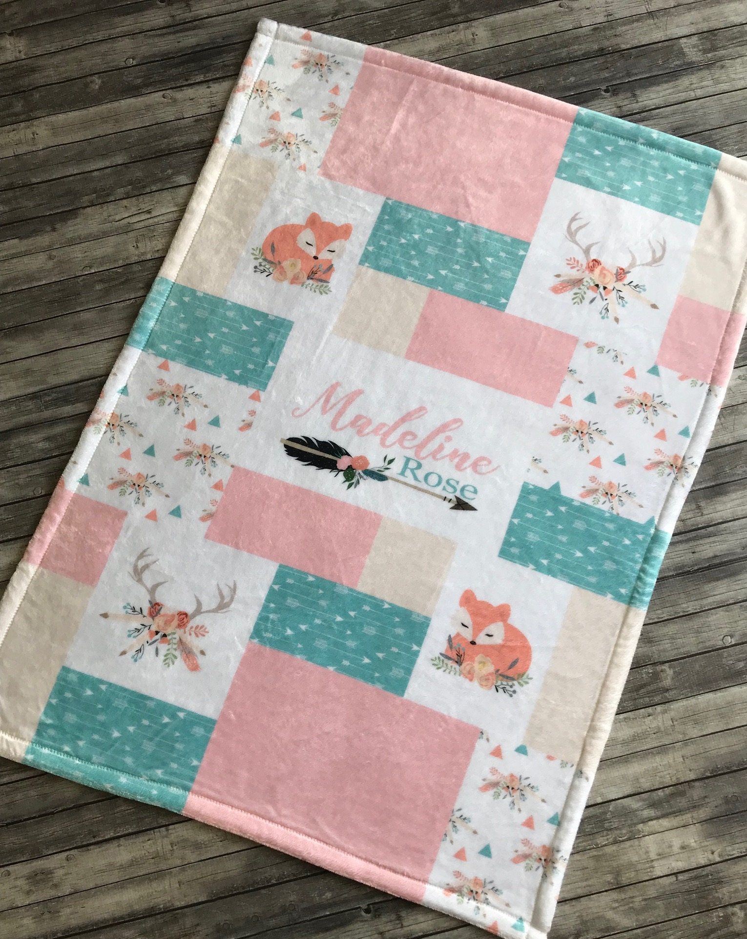 personalized woodland baby blankets