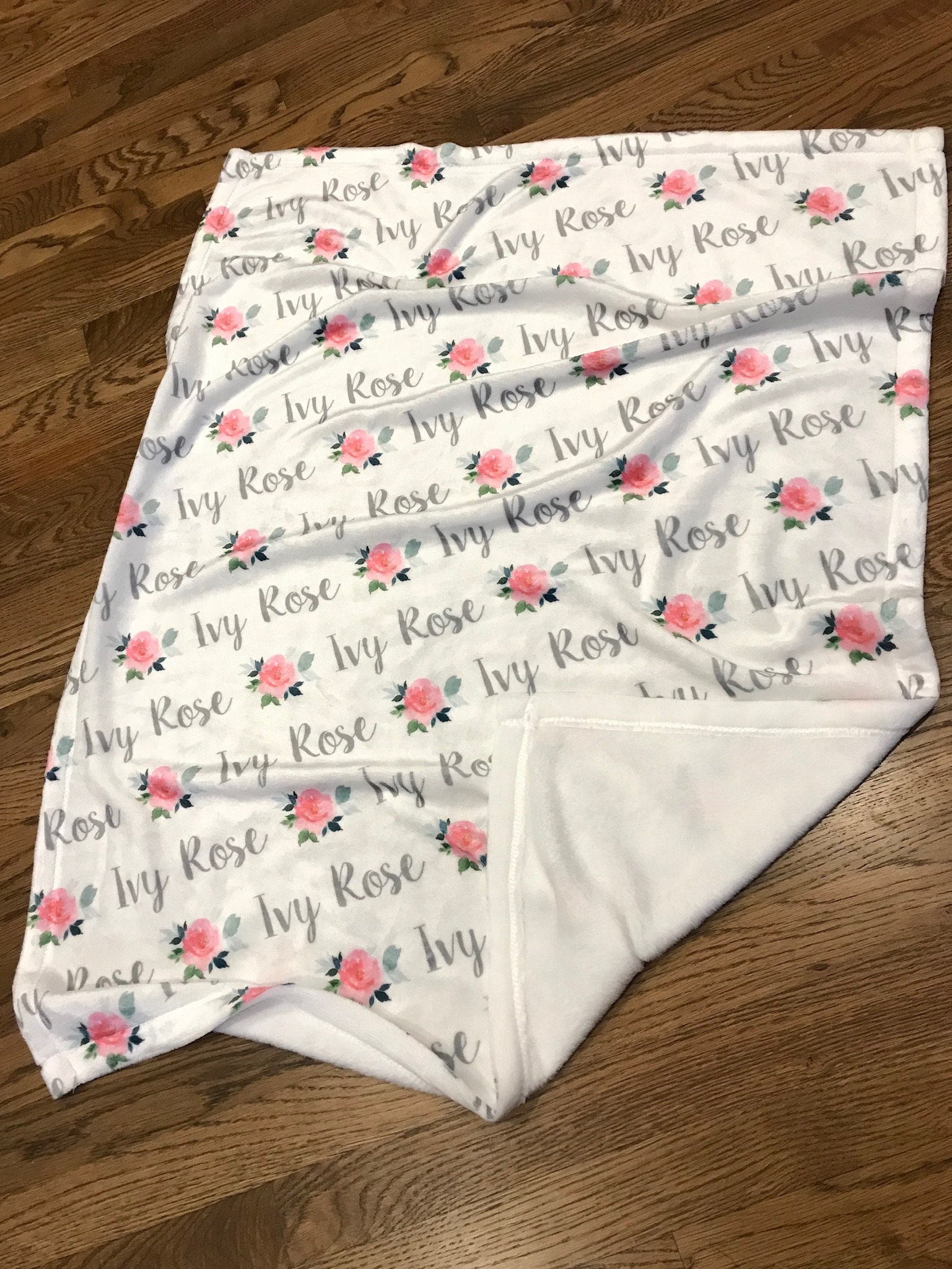 Personalized Baby Blanket Rose Floral Print Swaddle Flower Etsy