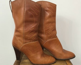 Stacked heel stivali Etsy Stacked heel stivali heel Etsy 81f73c