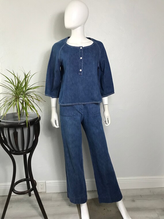 Vtg 70s Geoffrey Beene Beene Bag 2 piece denim out