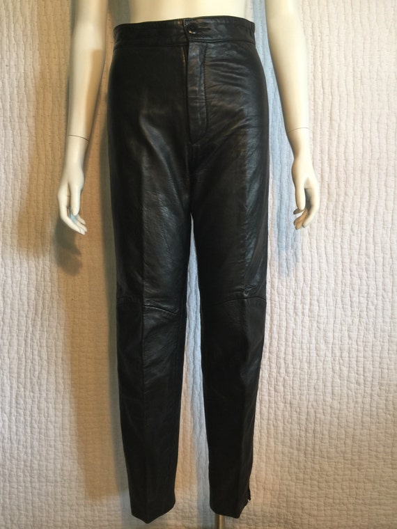 Vtg 80s sexy black north beach leather skinny ciga