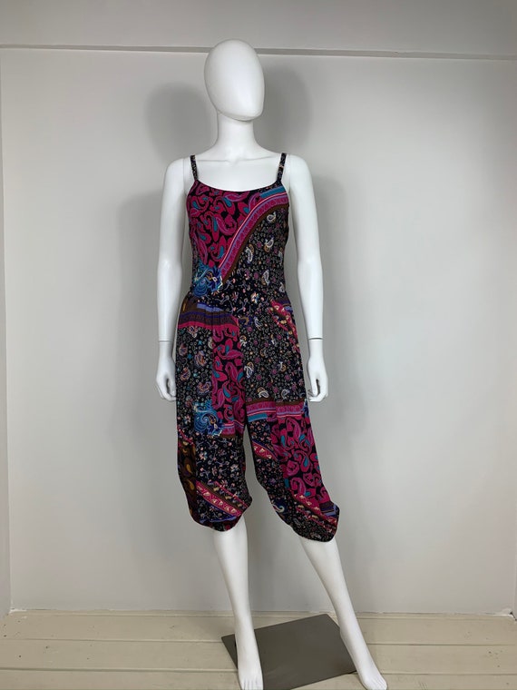Vtg 70s does 40s balloon harem romper jumpsuit SM