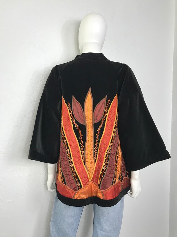 Vtg 70S 80s Judith Roberts velvet appliqué jacket