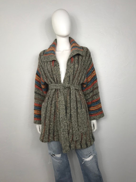 Vtg 70s space dye angel sleeve cardigan sweater we
