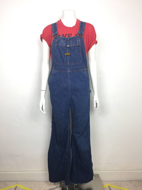 denim bell bottom jumpsuit