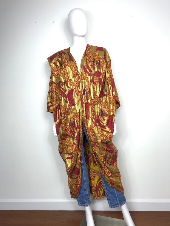 Vtg 80s african wax print fabric avant garde pleat