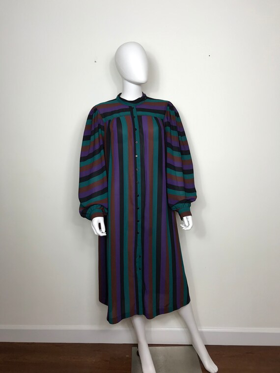 Vtg 70s 80s semi sheer oversized striped dress bal