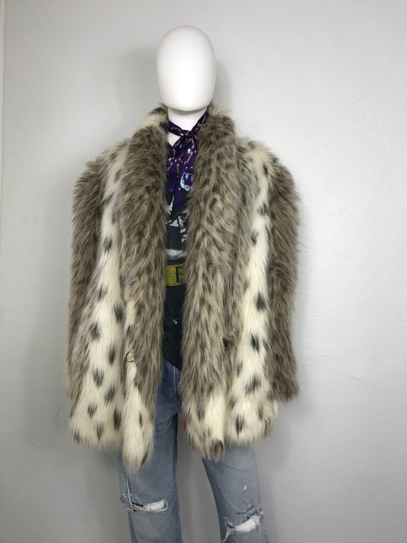 Vtg 80s 90s avant garde spotted animal print shag