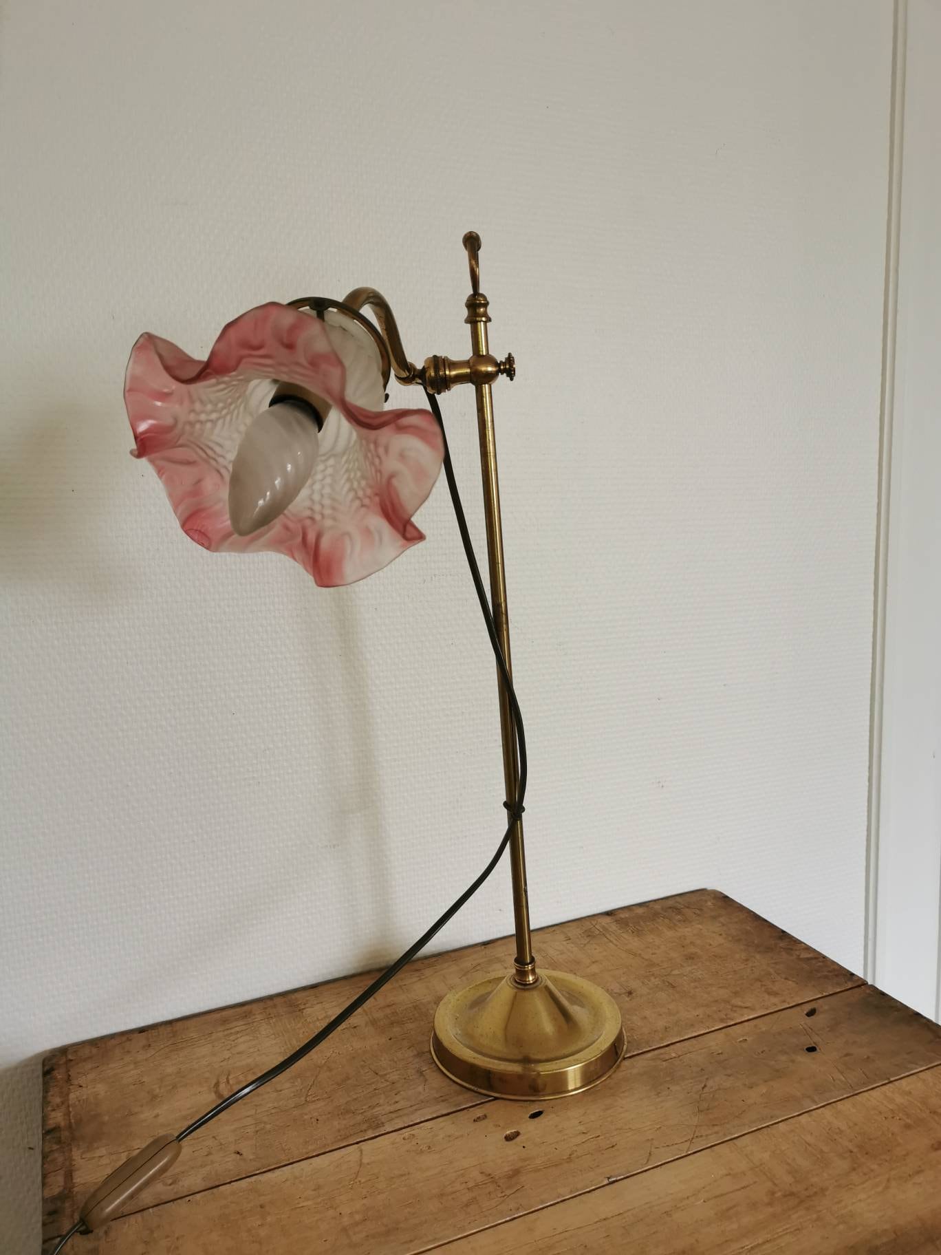 Lampe de Bureau Tulipe Rose Vintage